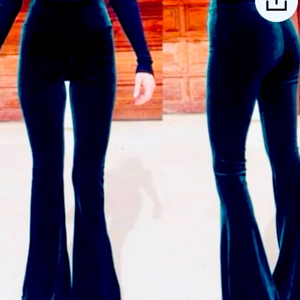 Velvet bell bottom high waist flare pants. Boho